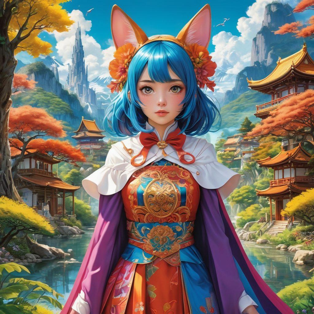 A colorful collage depicting various niche anime and graphic novel characters, blending elements of fantasy and fetish. Include vibrant scenes of characters in elaborate costumes, with whimsical backgrounds showcasing fantastical landscapes. Feature expressive facial expressions that convey emotion and adventure, with an emphasis on diversity in styles and themes. Incorporate soft glows and dynamic poses for an engaging visual appeal. vector art. vibrant colors. white background.